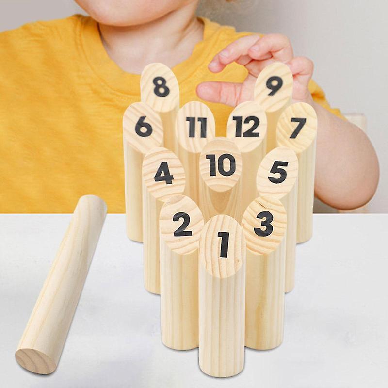 Wooden Tossing Game Throwing Dowel Throw Bowling Throwing Game Family Game Yard Game For Playground Backyard Picnic Outdoor Lawn