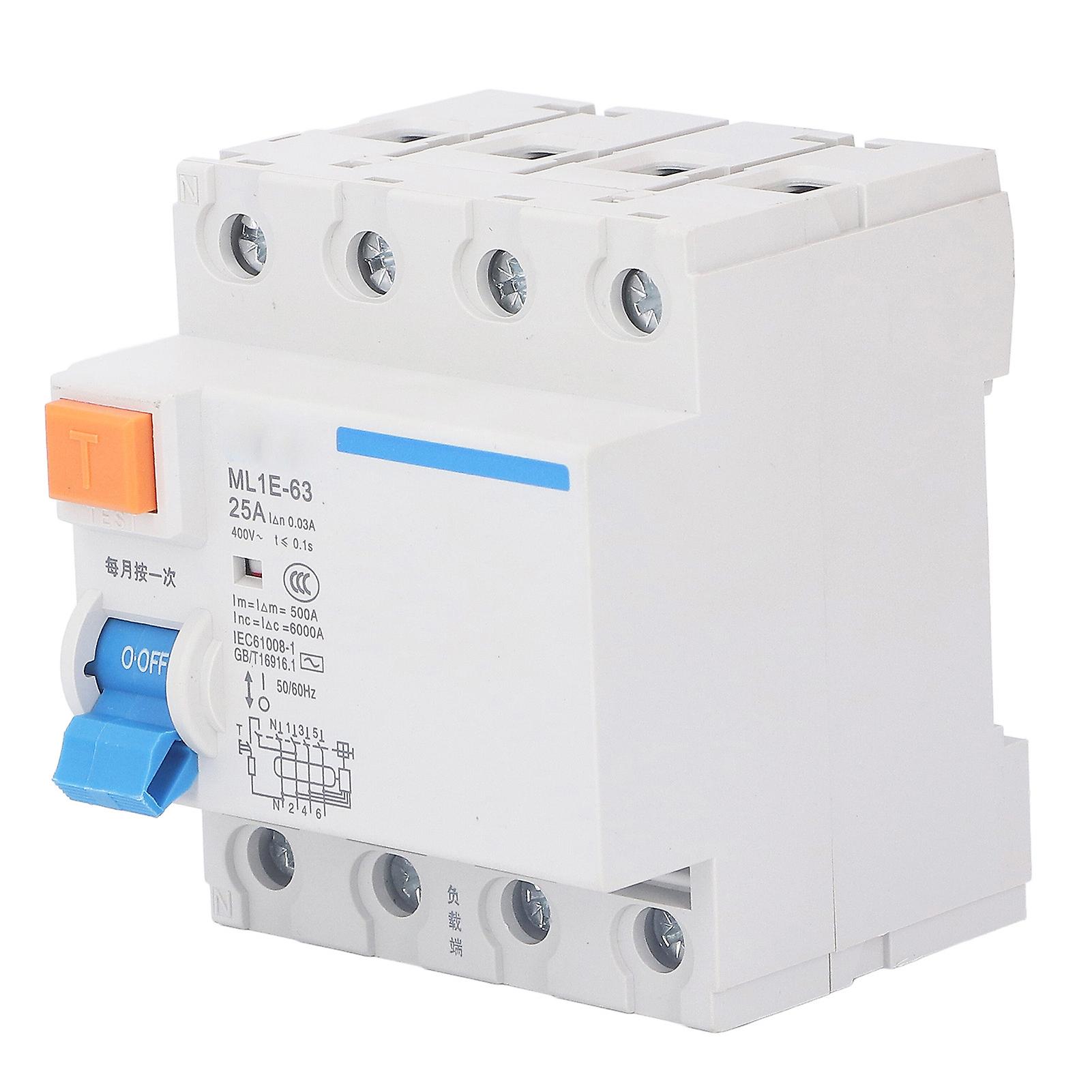 Miniature Circuit Breaker Residual Current Circuit Breaker with Overcurrent Leakage Protection 3P+N 25A 400V