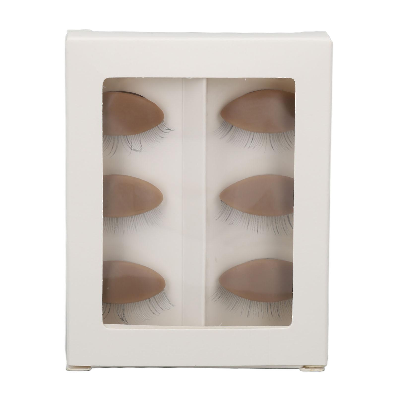 3 Pairs Replacement Eyelids for Mannequin Head Eyelash Extension Practice Removable Eyelids with Eyelashes Coffee