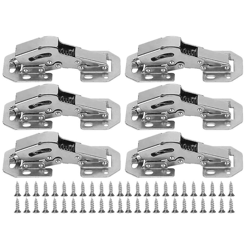 6 Set Cabinet Hinges: Buffer Damping Hole-Free Wardrobe Door Hardware