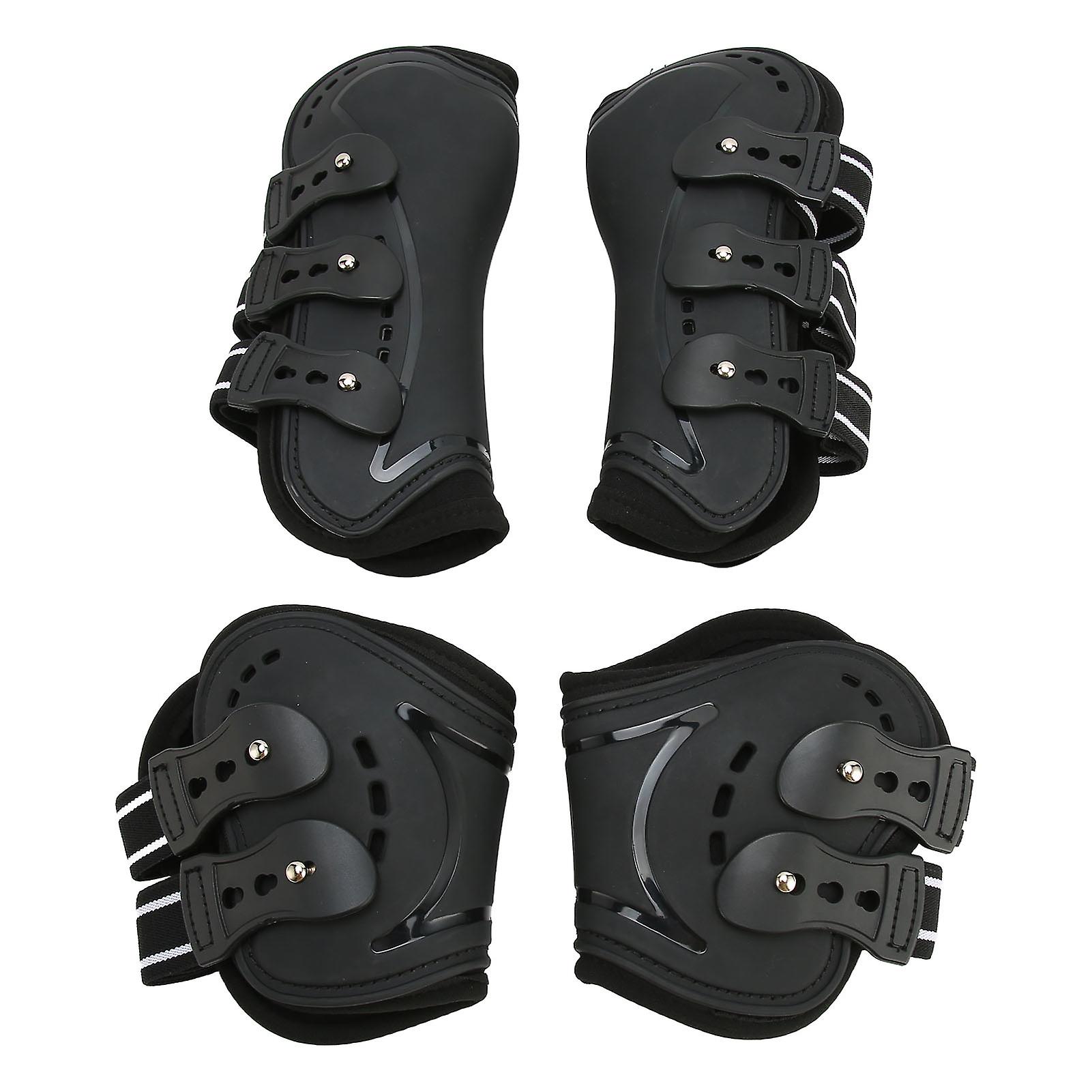 Horse Front Hind Leg Boots Shock Absorption Breathable Open Front PU Shell Horse Tendon Boots for Jumping Show Riding M