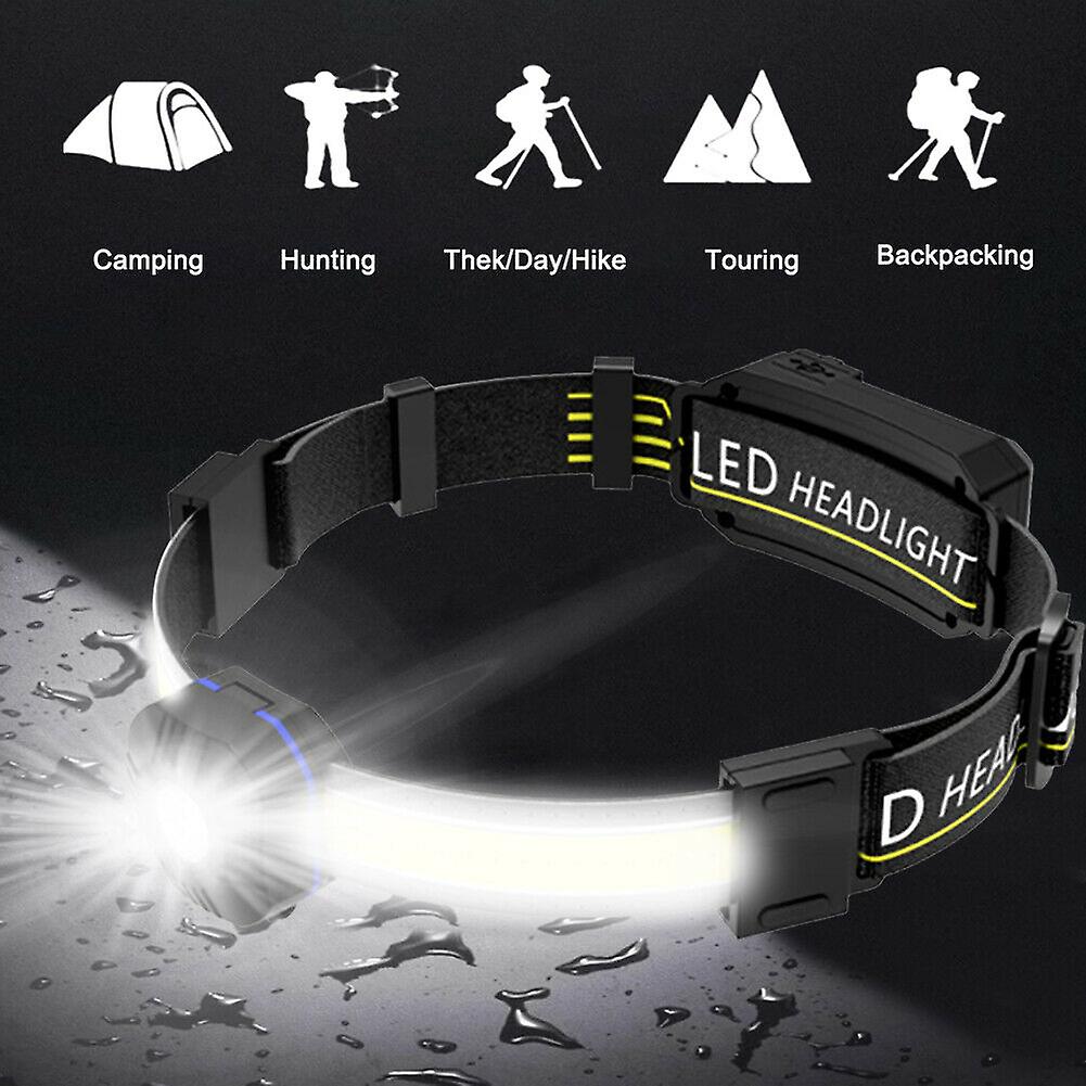 Head Torch LED COB Headlamp Rechargeable Head Torch Strip Work Light Headlight