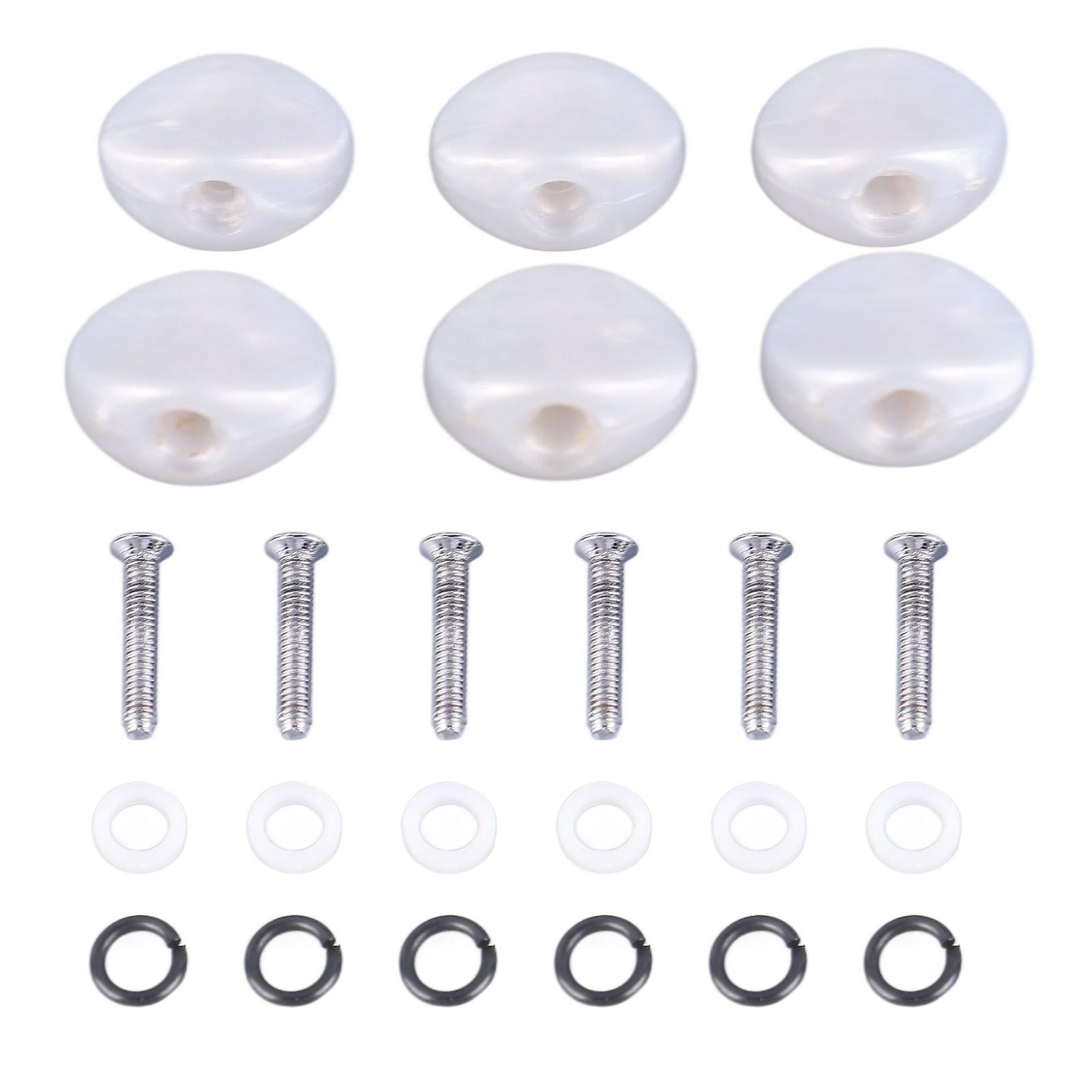 6PCS Electric Guitar Tuning Key Button Tuners Machine Heads Replacement White Guitar Machine Handle Parts