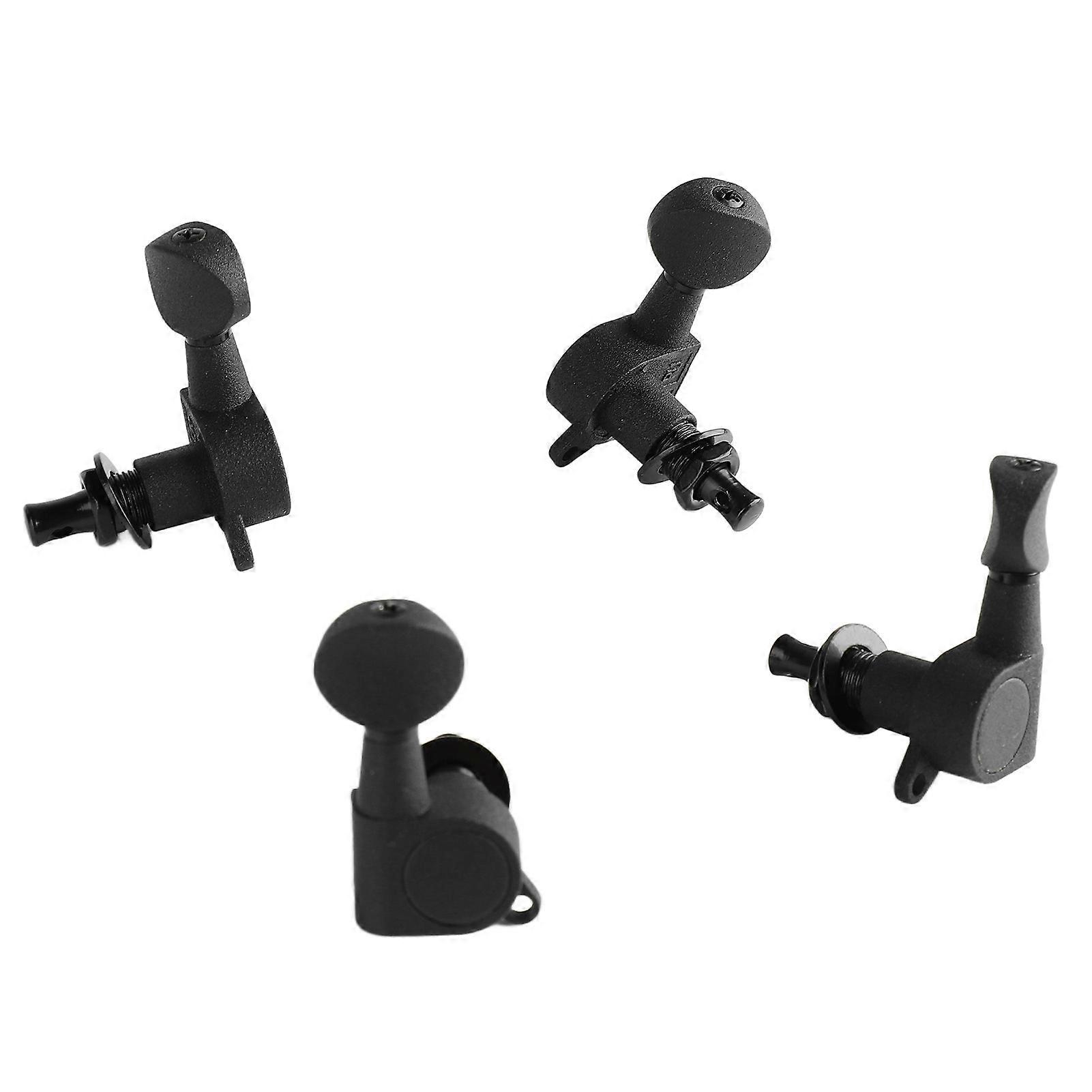 4 String Ukulele Peg with Screws Full Closed Ukulele Knob Tuning Button Left and Right Matte Black 