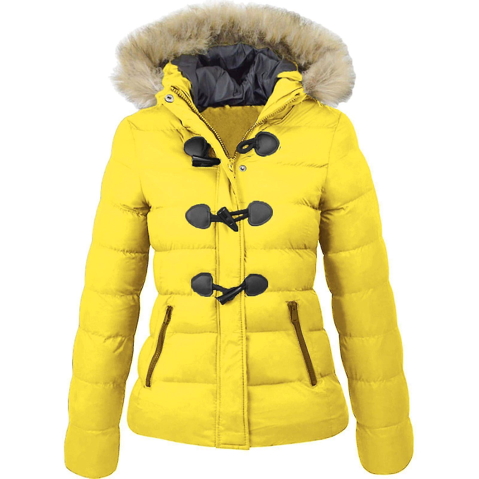 Women's Short Hooded Warm Jacket With Horn Buckle Decoration Women's Cotton Coat