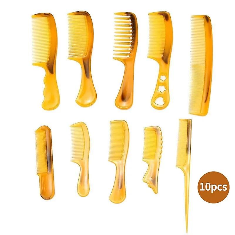 A Pack Of 10 Ox Tendon Combs, Set In Yellow, Anti-Static, Thickened And Durable Ox Tendon Color