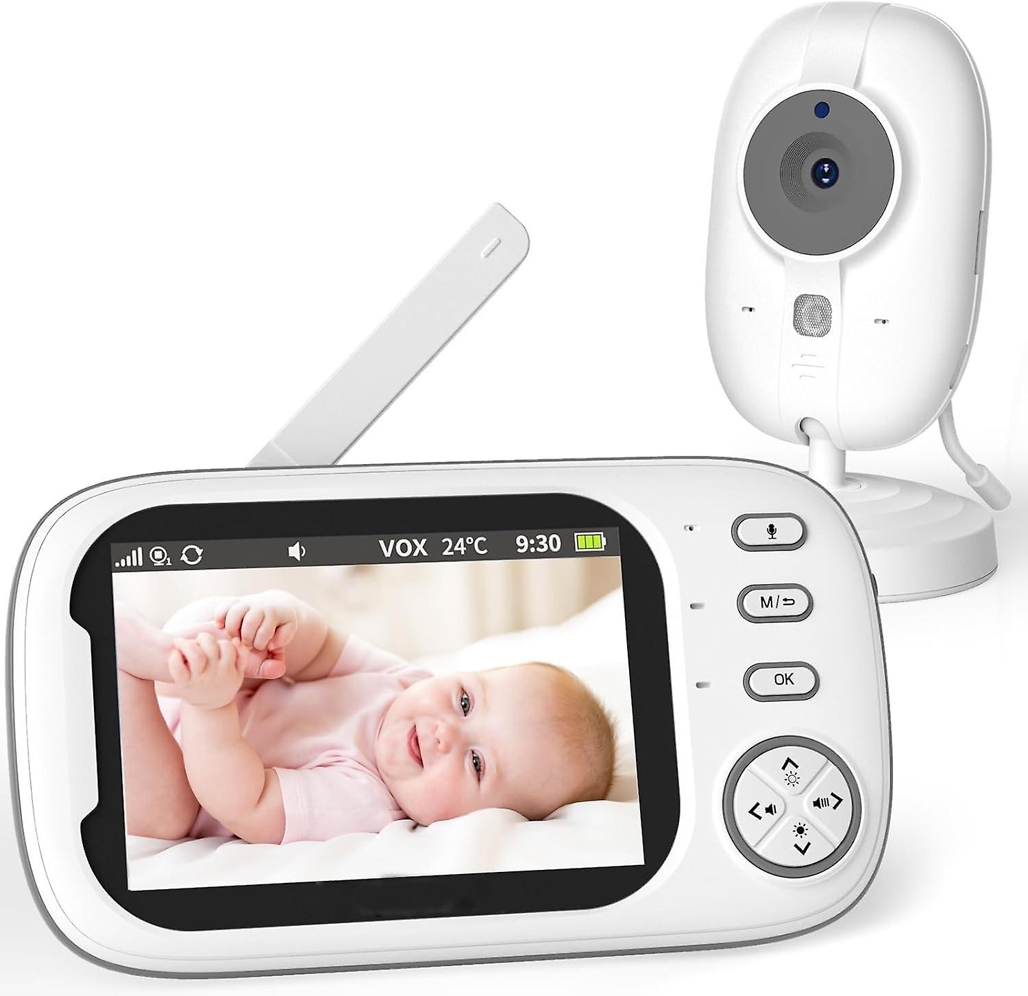 Baby Monitor, 3.5 Inch 2.4GHz Wireless Video Camera with Night Vision, VOX Mode, 2-Way Talk, 8 Lullabies, Temperature Alert, Feeding Reminder