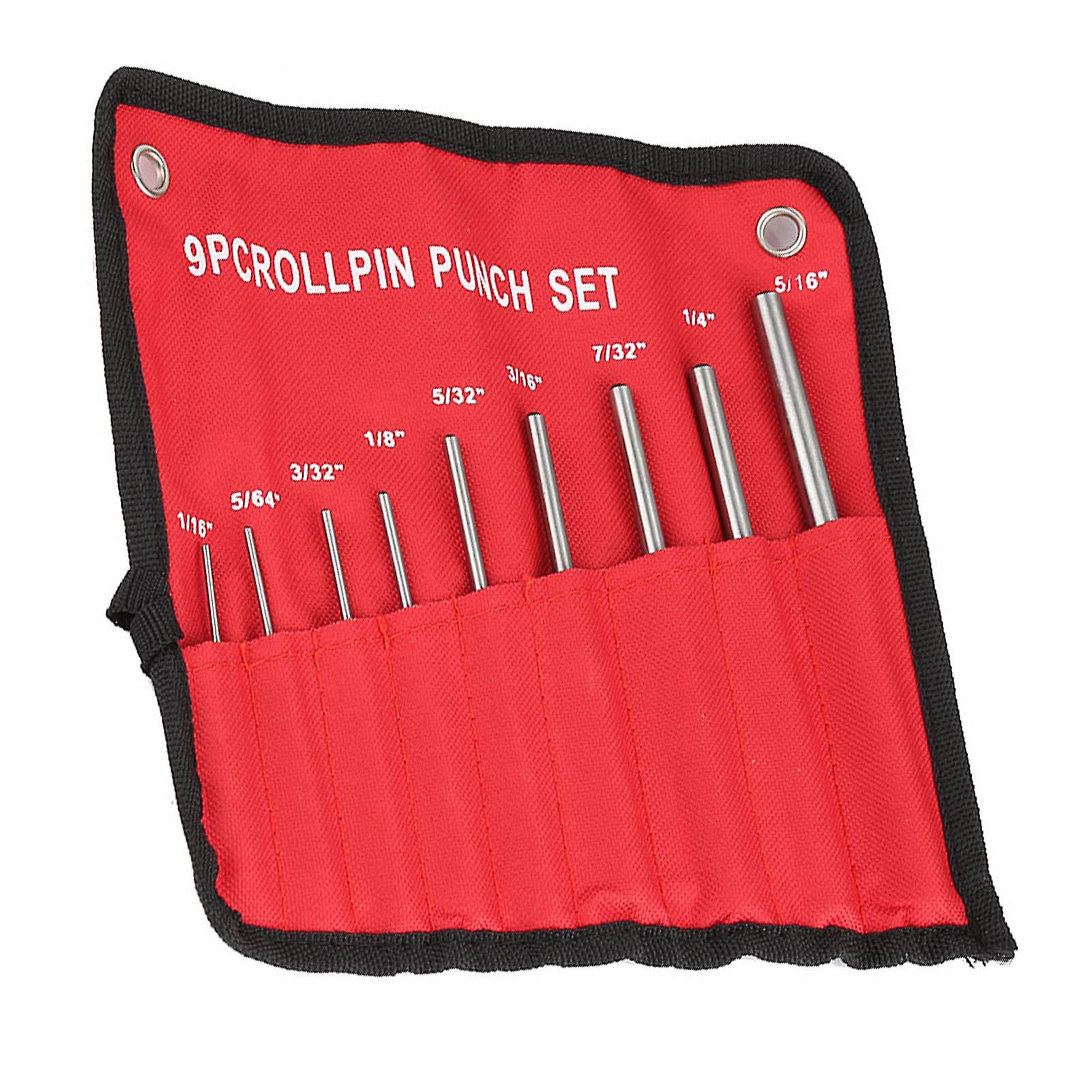 9PCS Durable Steel Roll Pin Punch Set Mechanics Professional Tool Kit