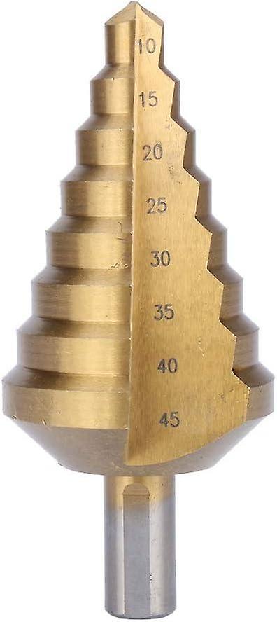 Step Drill Bit - 10 to 45mm - HSS Steel - Titanium Coated - Taper Shaped Tip - For Power Tool