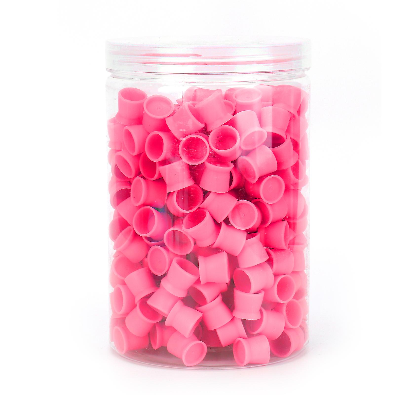 300 Pcs Disposable Silicone Pigment Cups for Tattoo Eyebrow Lip Eyeliner Red