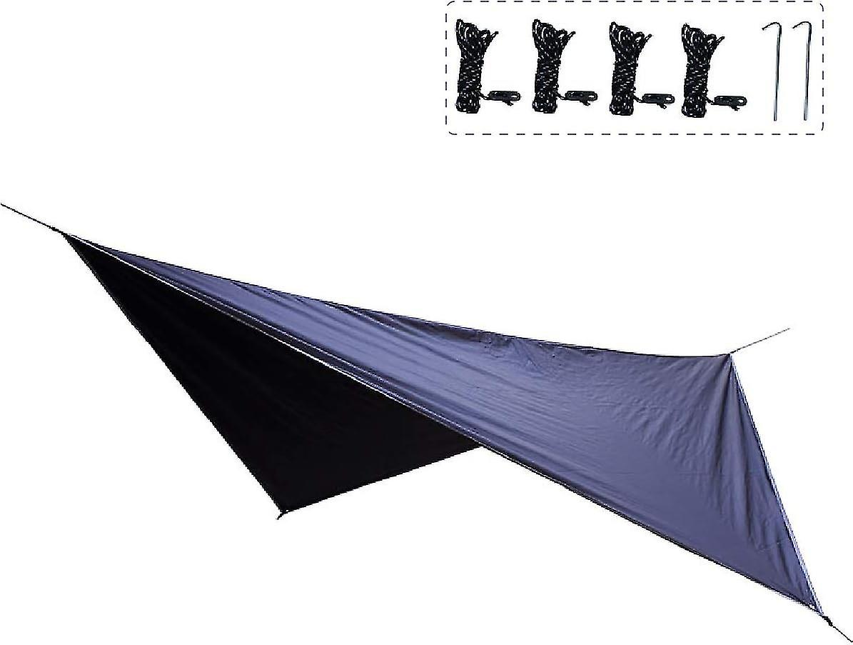 Tent Tarp Rain Shelter Waterproof Canopy for Hammock Hiking Picnic Beach (Black)