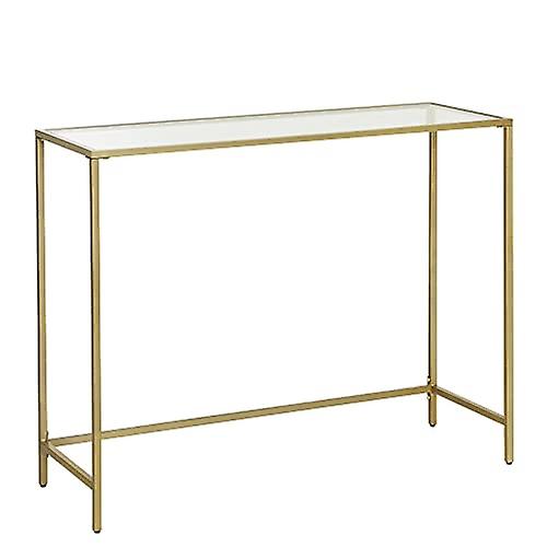 Table console moderne en métal doré et verre, 100x35x80 cm