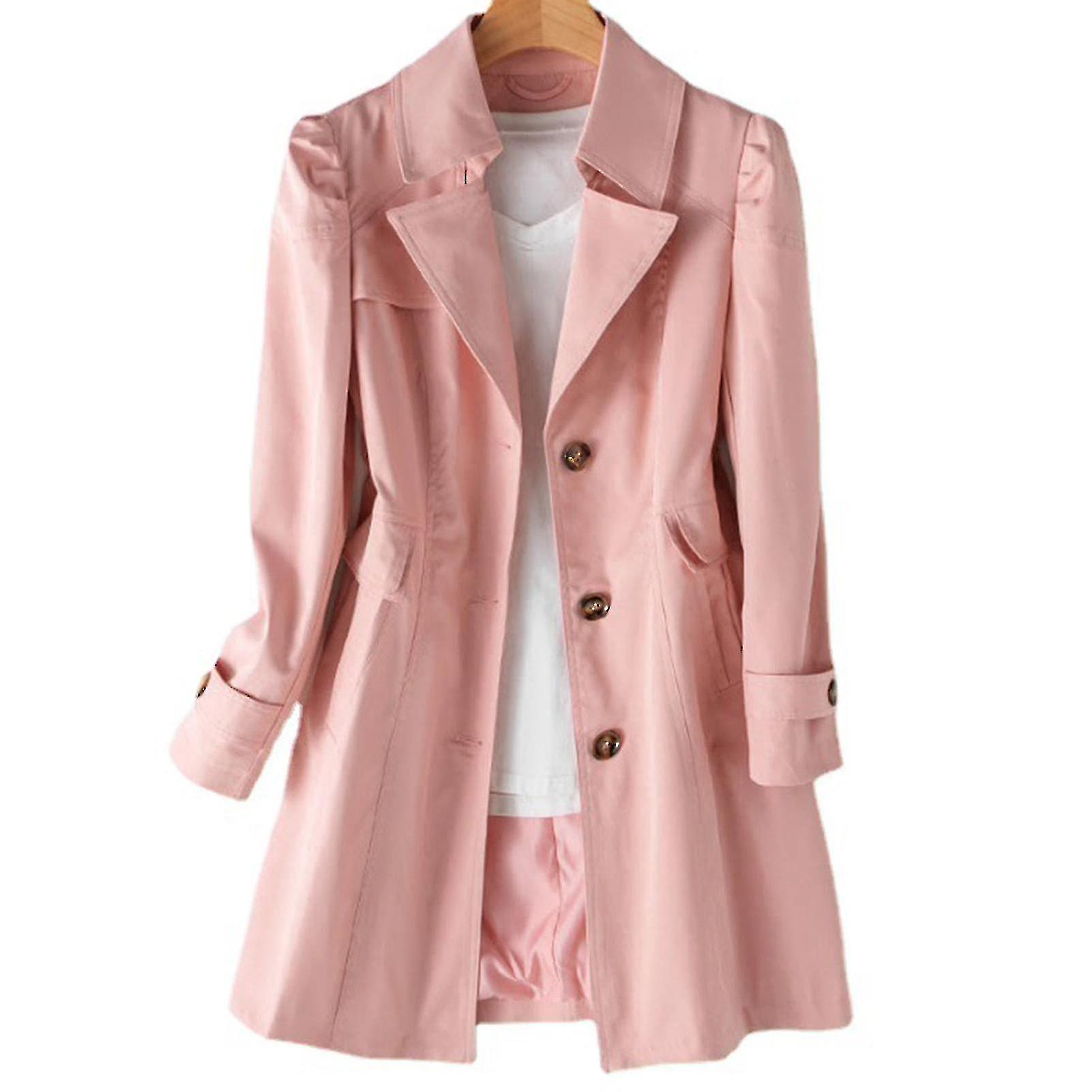 Womens Single-breasted Trench Coat Oversize Long Sleeve Coat With Pocket Gift For Christmas Birthday New Year