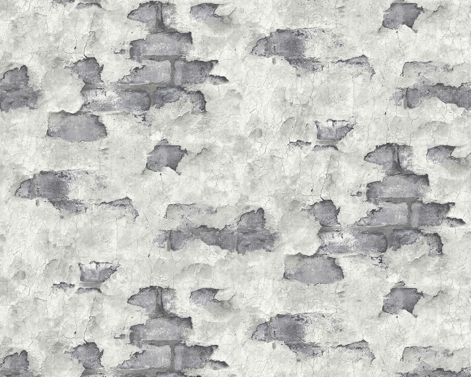 Stone tile non-woven wallpaper wall EDEM 819DN57 hot embossed slightly textured with decorative render look matt grey anthracite dark grey