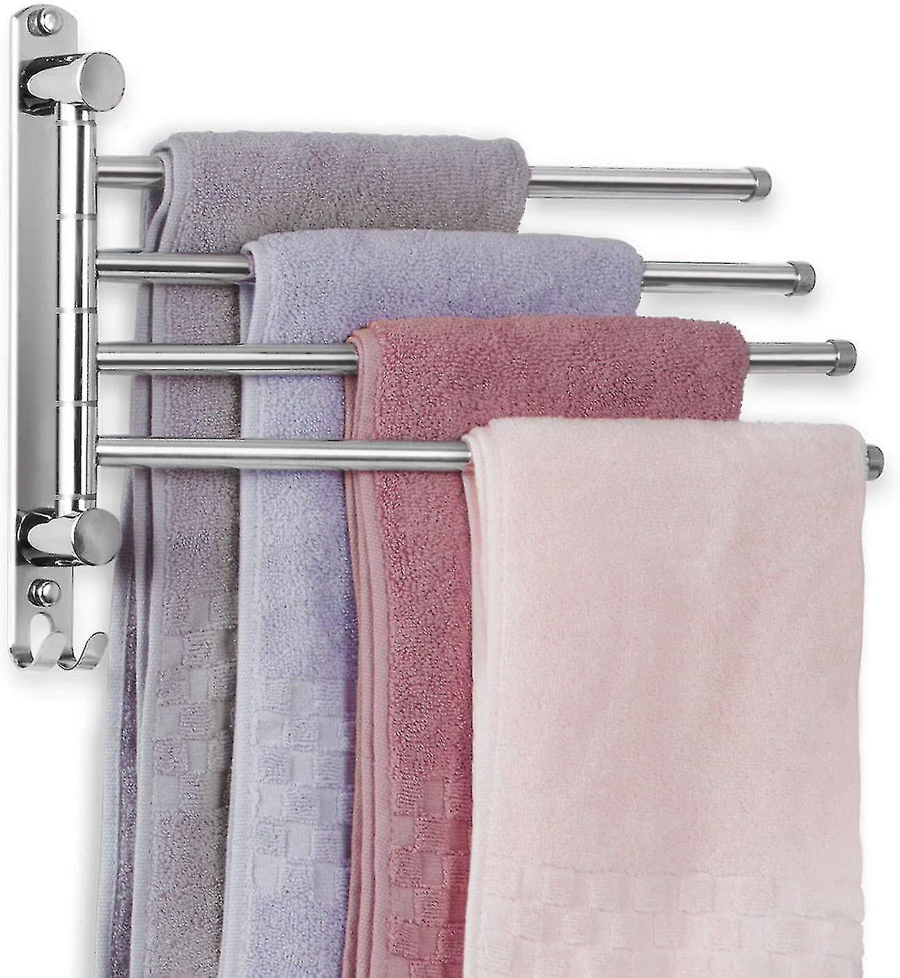 Sunrain 180  Rotation Towel Holder Stainless Steel Bath Towel Holder With 4-armed Swivel Arm Towel Rail Wall-mounted Bathroom Towel Rails Brushed Comp