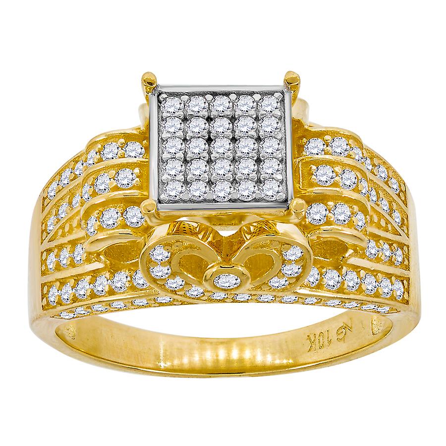 10k Two tone Gold Womens Cubic Zirconia-Cubic-Zirconia Cluster Square Head Ring Size 7-Ring for Women