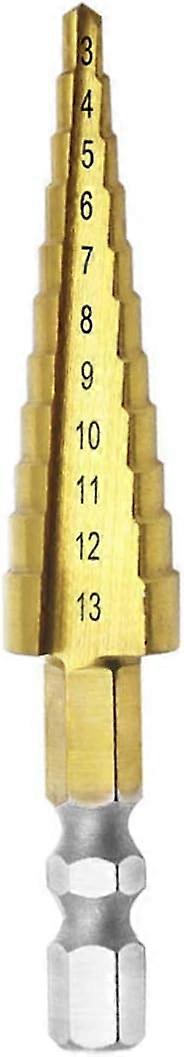 Mengshen Step Drill Bit 3-13mm, High Speed Steel Titanium Coated Step Drill Bit Cutter Hex Shank Power Tool