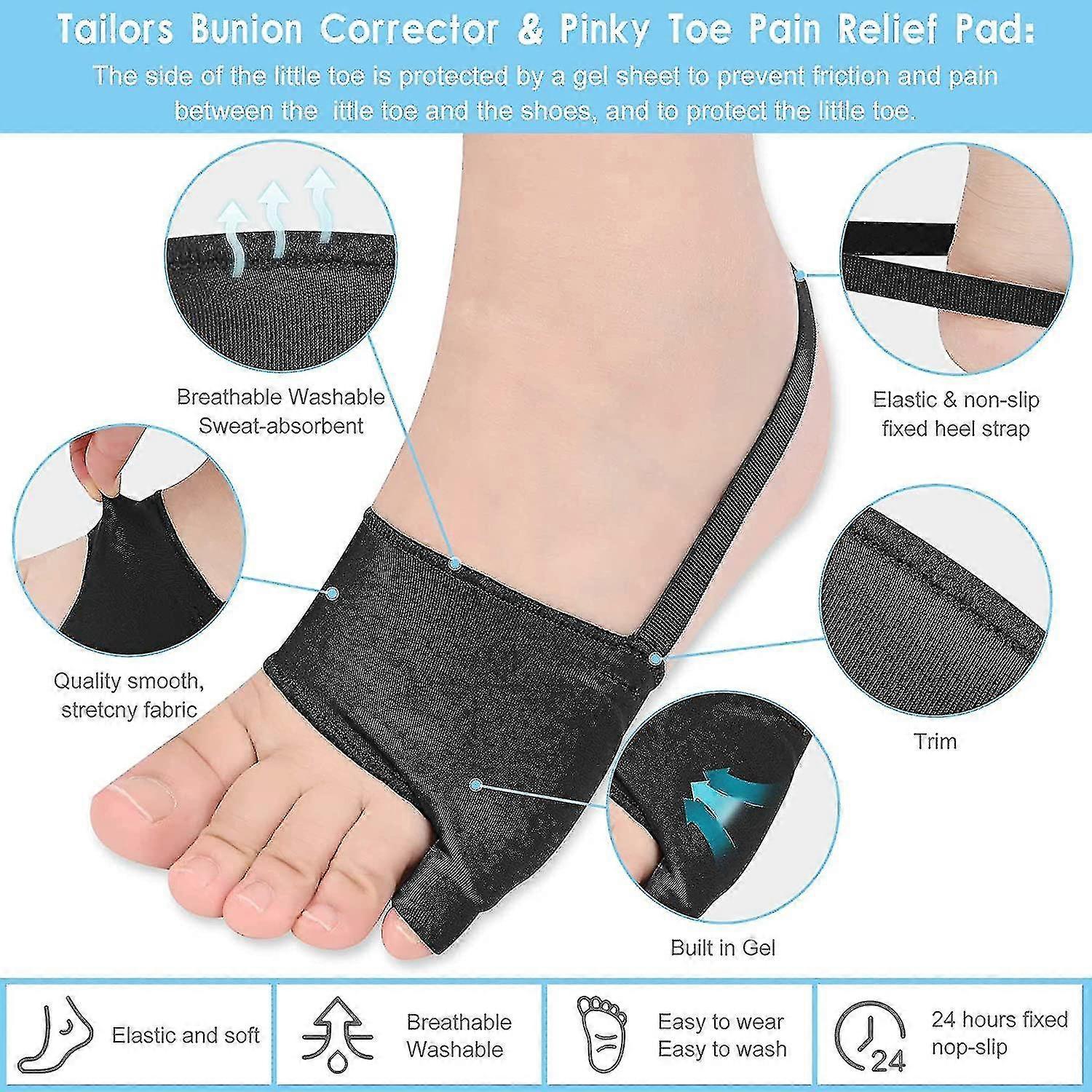 Tailors Bunion Corrector 1pair Bunionette Sleeves Built-in Gel Pads ...
