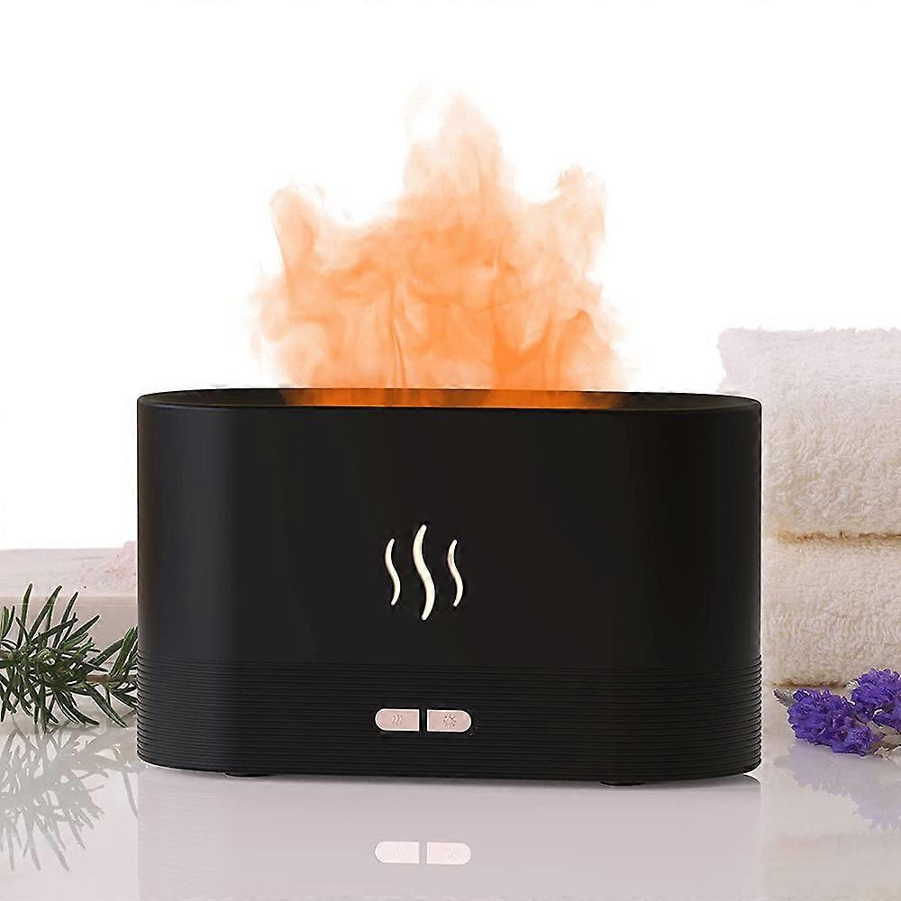Aroma Diffuser With Flame Effect,180ml Aroma Diffuser,Humidifier Aroma Diffuser,Essential Oil Diffuser, Can Add Aroma Essential Oil (Black)