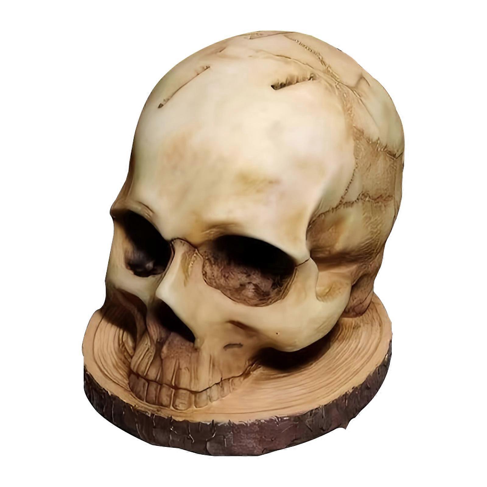Abstract Exotic Human Skull Kitchen Knife Holder With Log Base