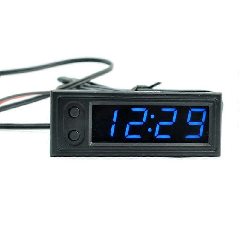 2023 New Adjustable Car Temperature Clock 12V 3 in 1 Thermometers Voltmeter Gauge Electronic Clock LED Digital Display LCD