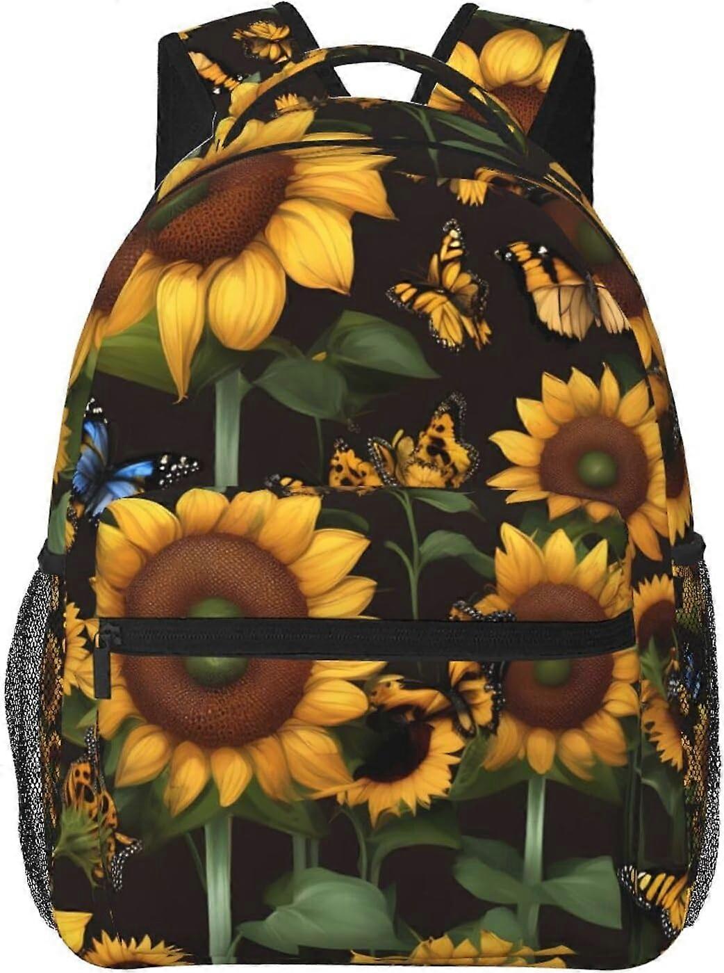 Sunflower Floral Butterflies Art print Lightweight Bookbag Casual Laptop Backpack for Men Women College backpack