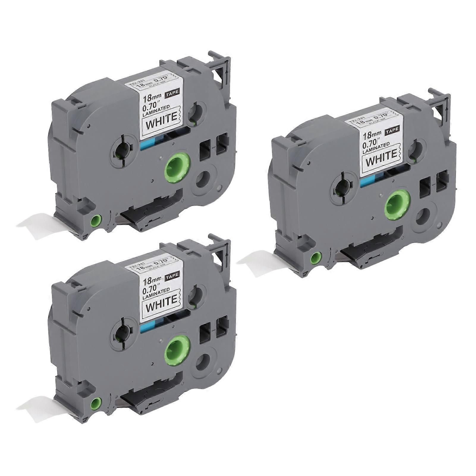 Label Maker Tape 18mm Width 8M Length Black On White Label Maker Refills for TZe 141 for TZe 241 for TZe 541 for TZe 641 White Box of 3