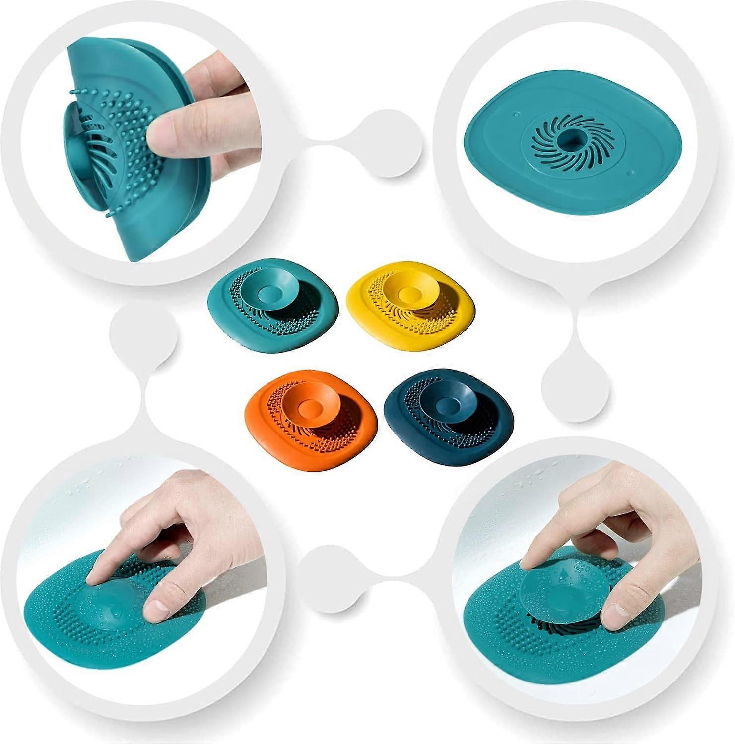Lot De 4 Bouchons De Vidange Silicone - Bouchon Baignoire Universel Anti-Cheveux - 4 Couleurs Pour Évier, Douche, Cuisine