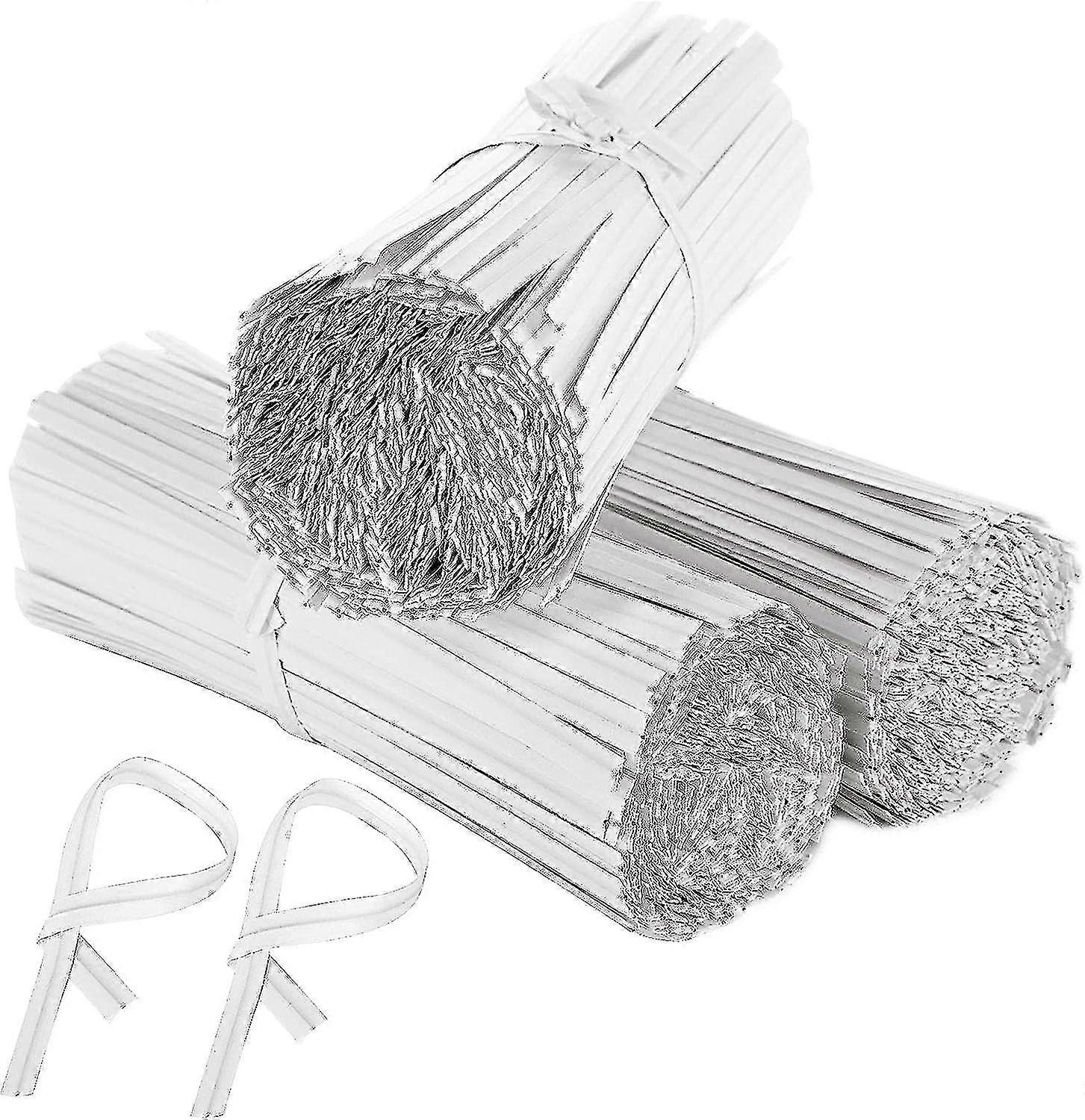 2000 قطعة 4 بوصة ورقة بيضاء تويست العلاقات ، العلاقات كيس الخبز القابل للانحناء ، روابط ورق الكرافت لتنظيم كابل البستنة لتغليف الزهور النباتية