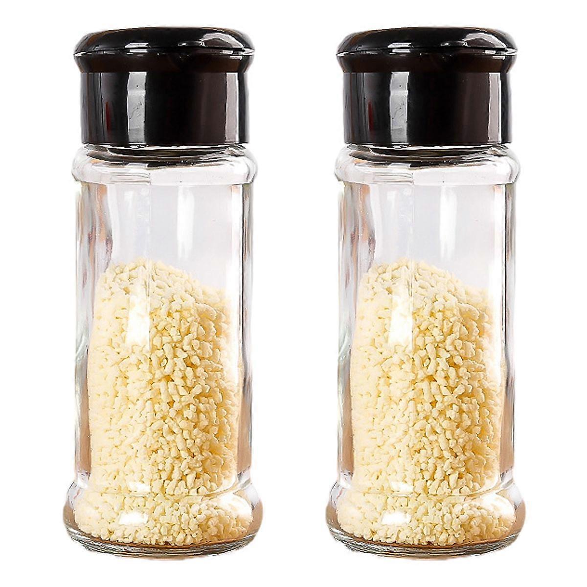 2 buc borcane de condimente, sticle de condimente din sticlă de 100 ml, sticle rotunde de condimente cu capace de plastic etanșe cu capace shaker