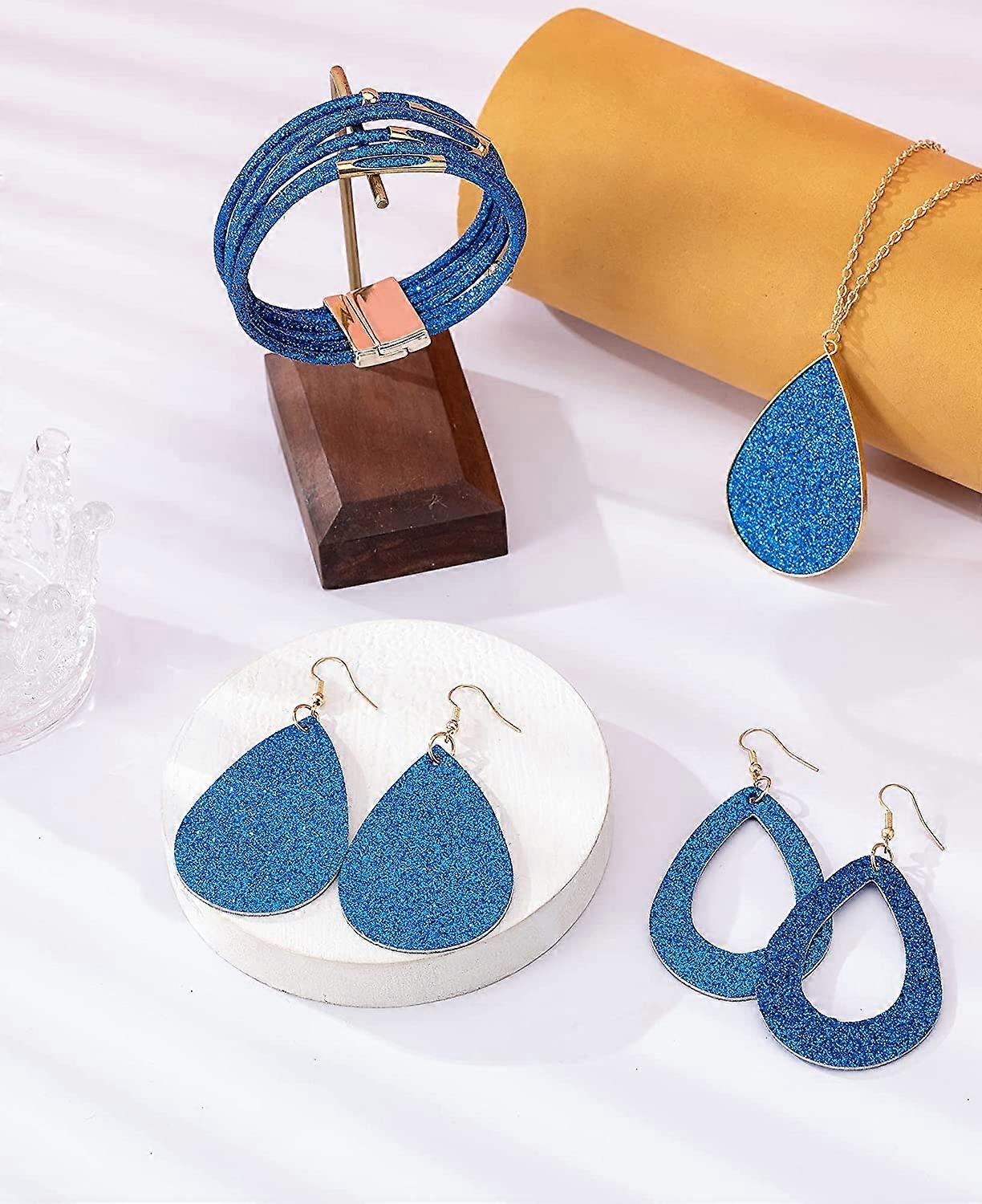 Boucles D'oreilles Pendantes Triple étage - Fausse Cuir Argenté Avec Paillettes, Neuves Avec étiquette