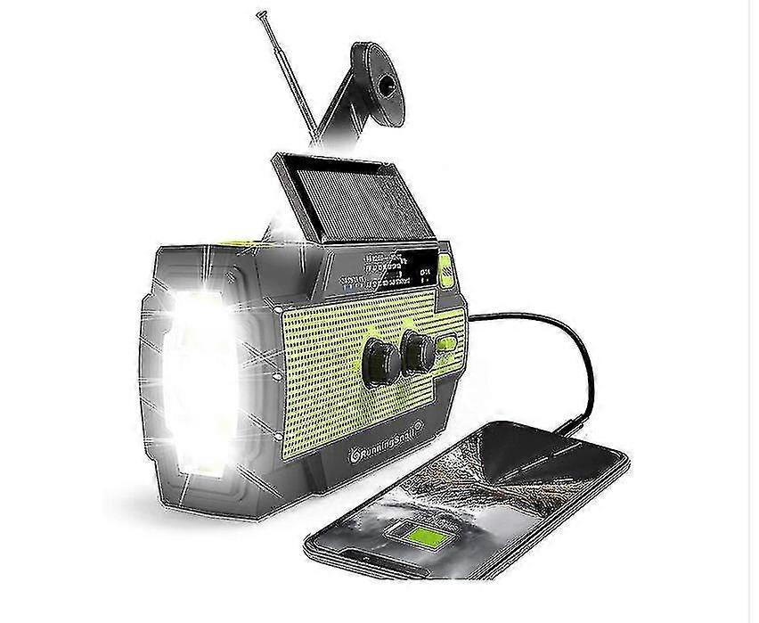緊急ラジオ、ハンドクランク付き4000mah天気ラジオ&ソーラー充電、3ギアは懐中電灯を導き、そうしてアラーム、ポータブルパワーバンク、am / fm / noaa、モーションセ