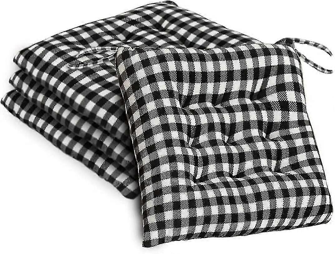 Aoopoo Set Of 4 Chair Cushion Pads Square Plaid Chairs Seat Pad For Kitchendininggarden Seat Cushions With Ties 16 X 16 Thick Soft Comfy Seating For I