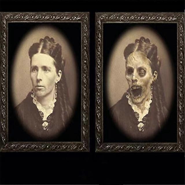 Halloween New 3D Change Face Expression Moving Ghost Portrait Photo Frame Horror Party Castle Haunted House Decoration Props