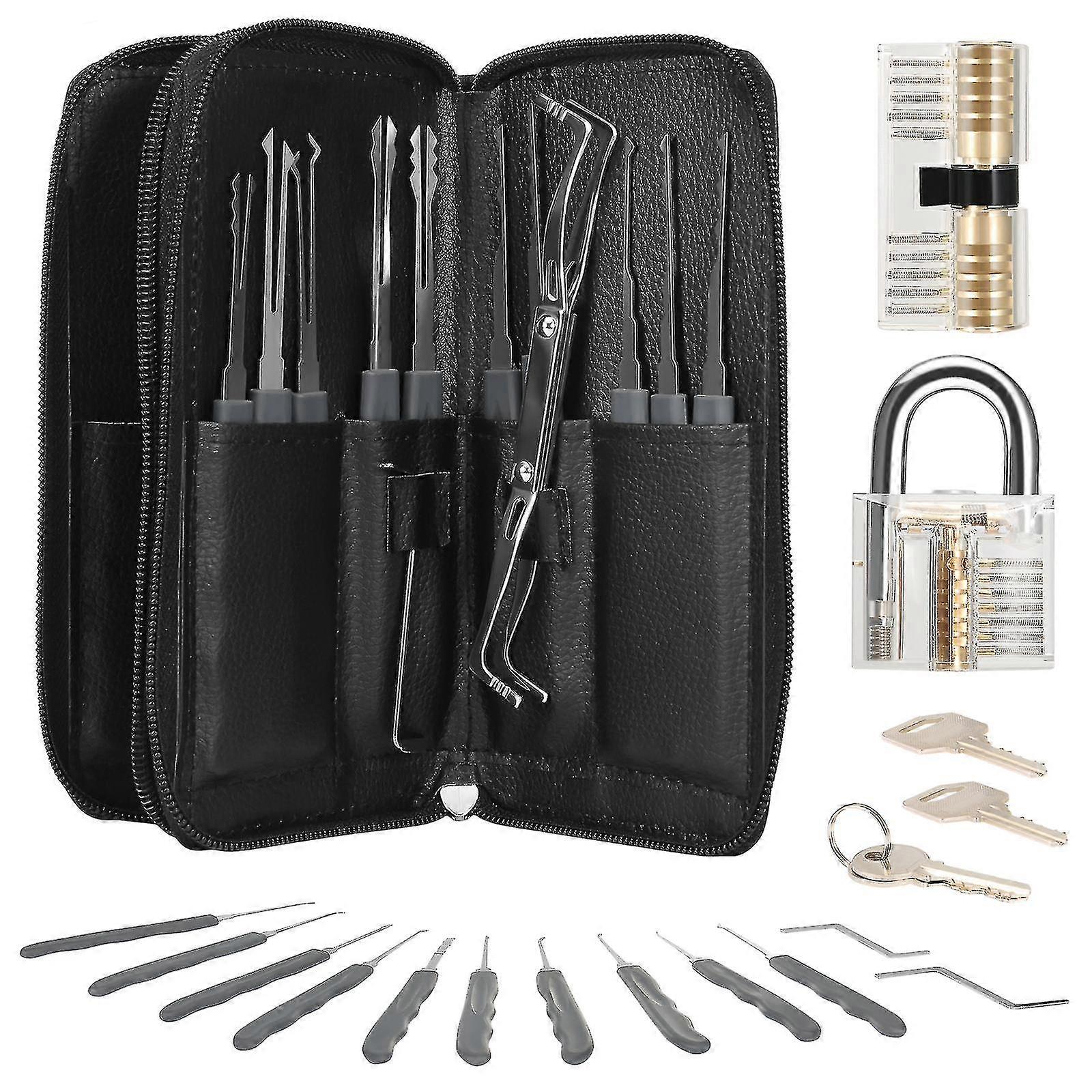 24pcs Locksmith Lock Tool With 2pcs Transparent Locks Practice Set Han