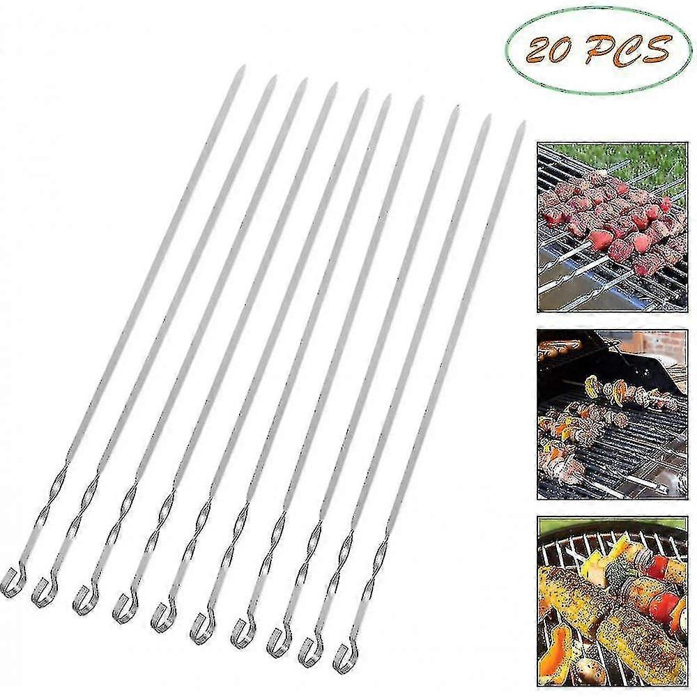 Grill Kabob Skewers 37.5cm, Flat Kebab Skewers Grill Skewers Meat Skewers, 20-piece Set
