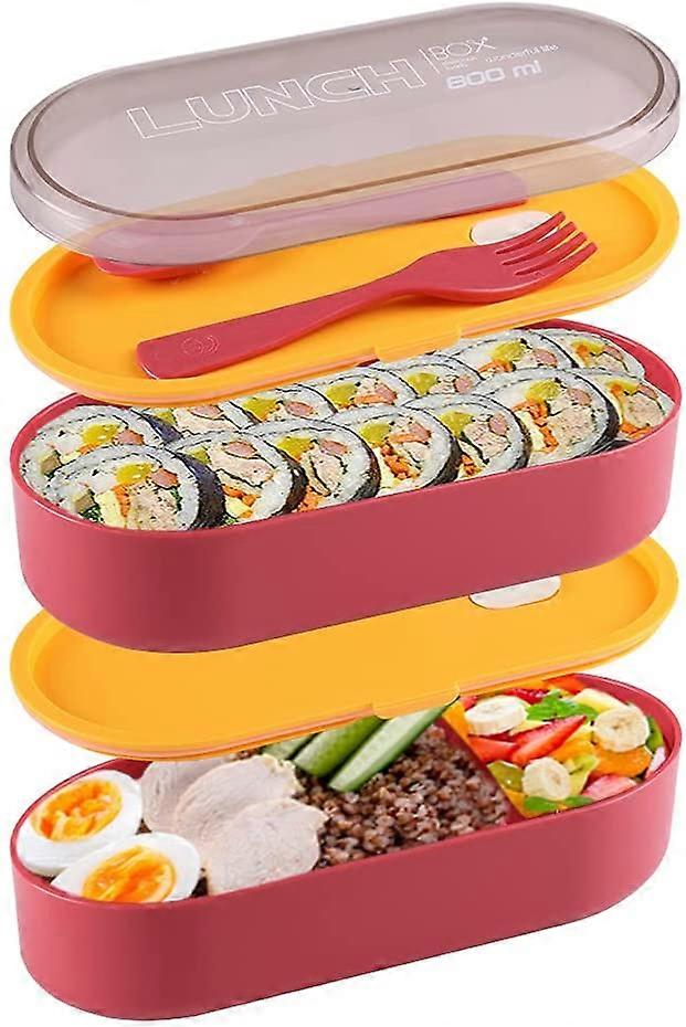 Japansk Bento Box Voksen Matboks, Stackable 4 Layer Bento Box med saus Container