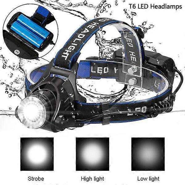 T6 Led Zoomable Head Torches Light Waterproof Usb able Telescopic Zoom