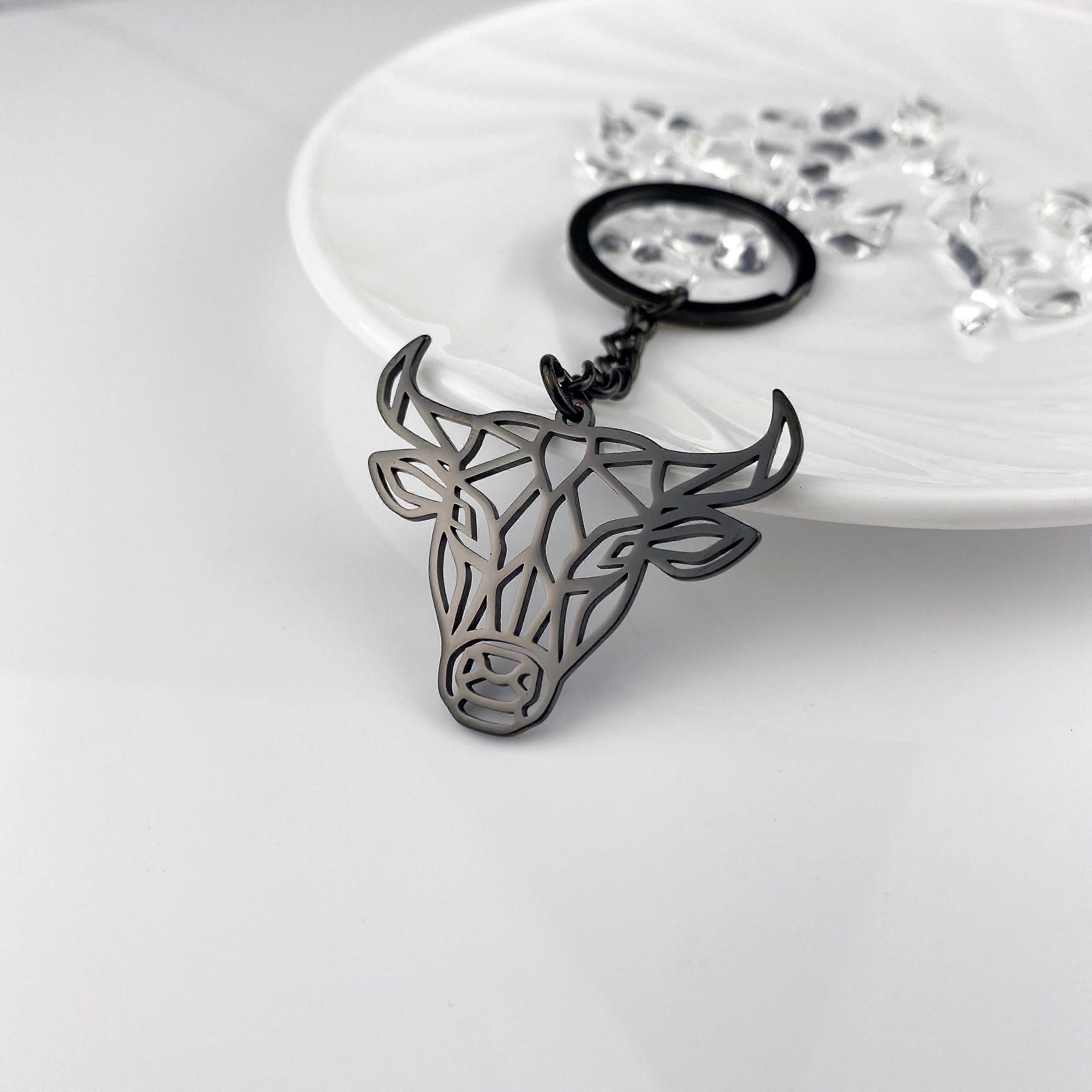 Tangula Mænd Kvinder Tyr Dyr Vedhæng Bil Nøglering Rustfrit Stål Nøglering Vedhæng Håndtaske Gave