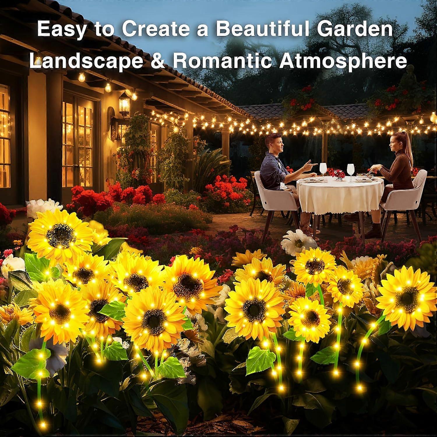 Sunflower solar light outdoor garden decoration, LED artificial flower ...