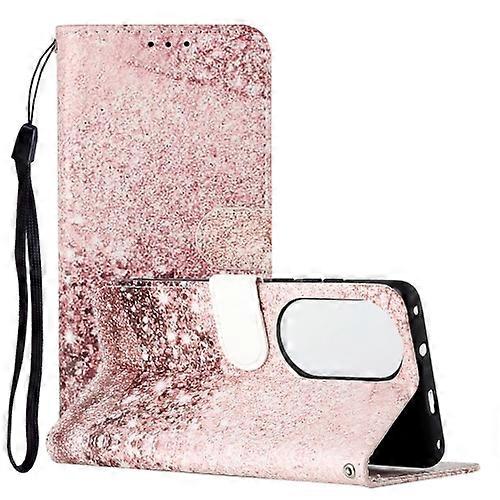 For Huawei P50 Colored Drawing Marble Pattern Horizontal Flip PU Leather Phone Case