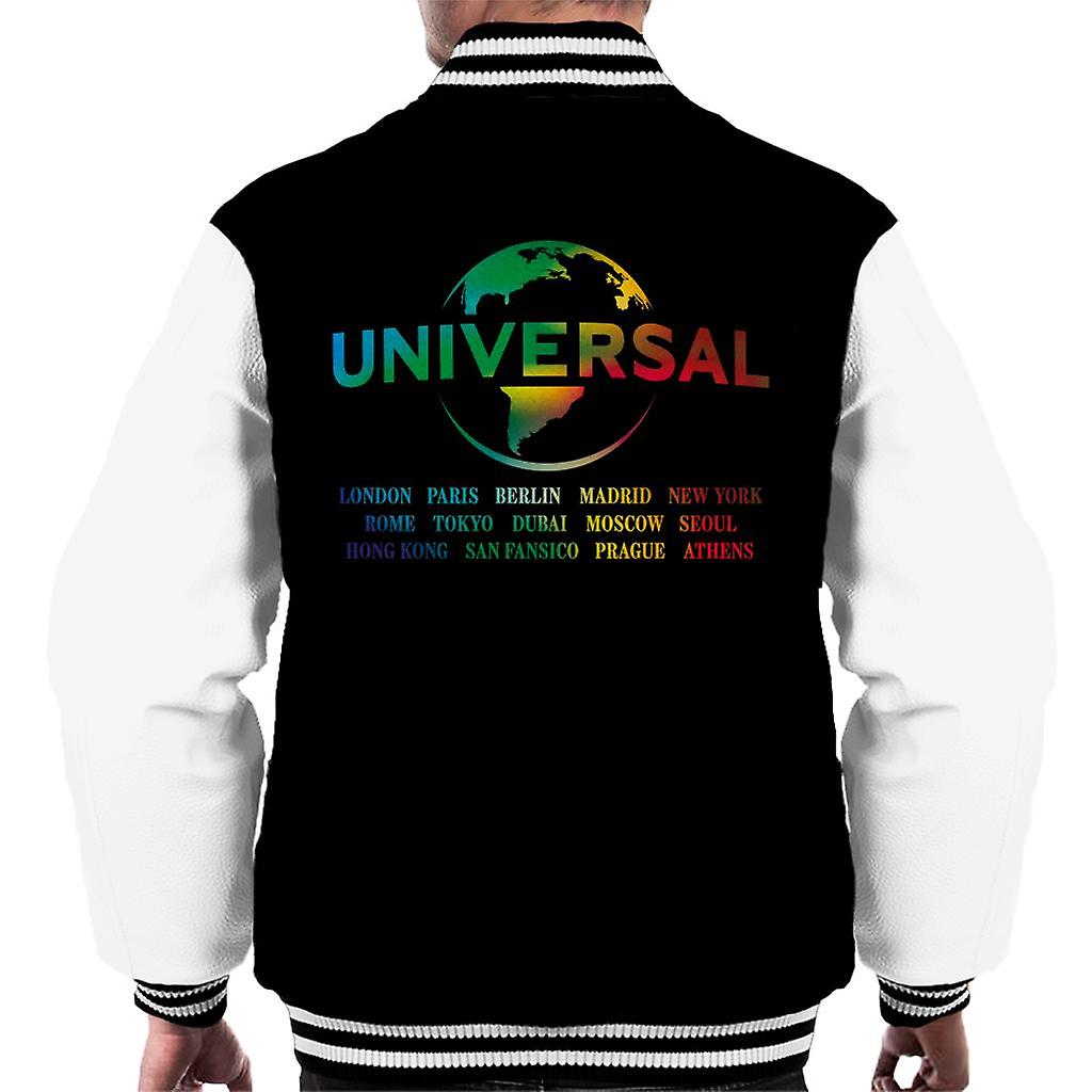 Universal Pictures Rainbow Logo Locations Men's Varsity Jacket