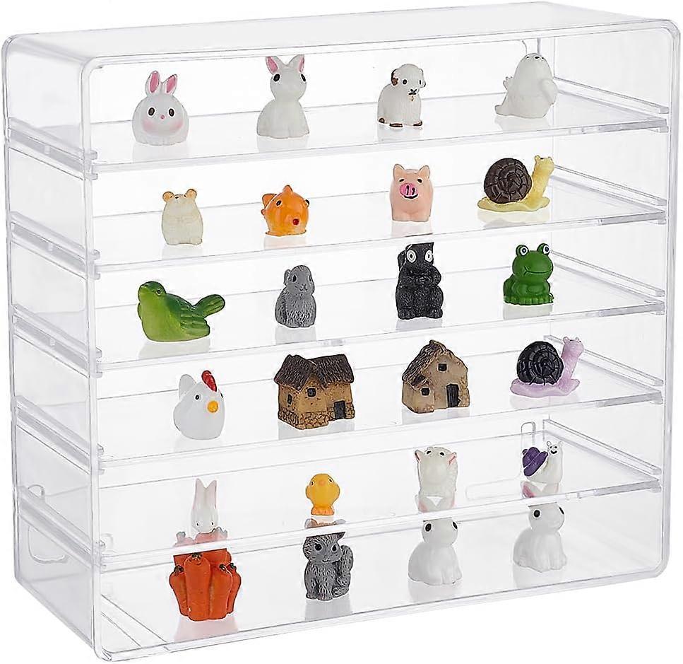 6 Grids Acrylic Display Case Detachable Clear Acrylic Organizer for Figures Dust-Proof Collectibles Action Figure Storage Case for Mini Figures Rock S