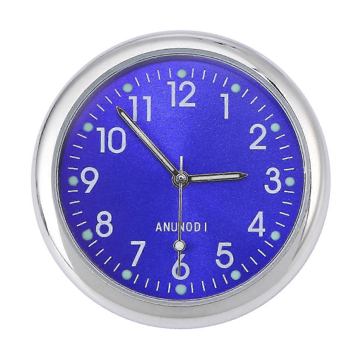 1 Pc Universal Adhesive Car Dashboard Clock Noctilucent Watch Clock Decoration Interior Part Blue