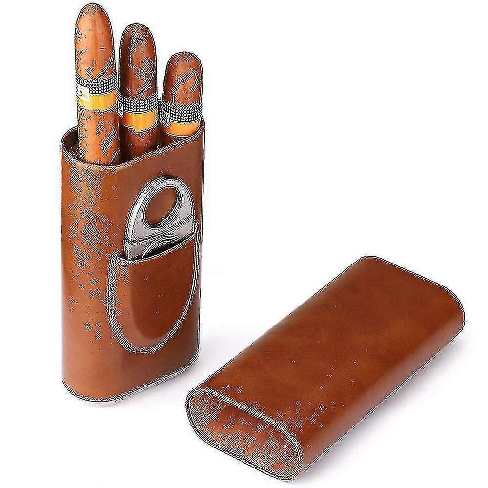 3 Pcs Cigar Case With Stainless Steel Cigar Knife