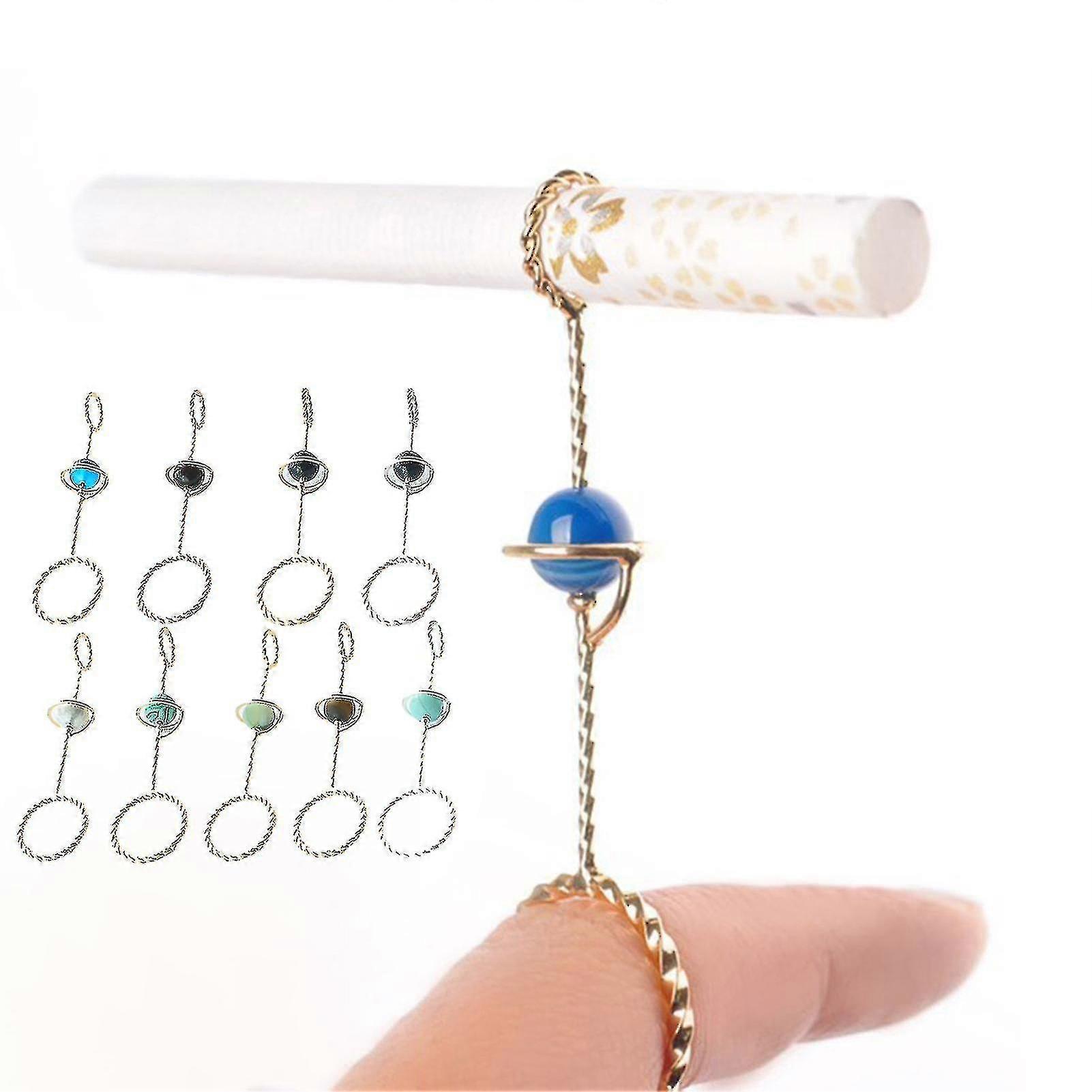 Zigarettenhalter Ring Planet Design Dekoratives Messing Verschleißfeste Zigarette Finger Ring Schmuck Accessoire-Größem 5