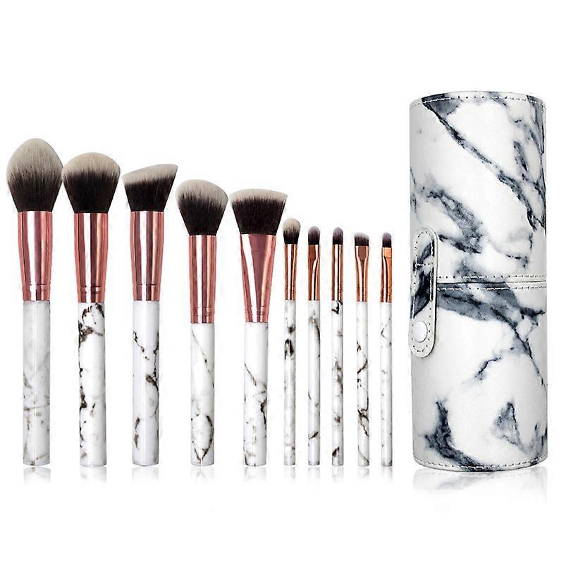 10 professional makeup brushes, marble texture