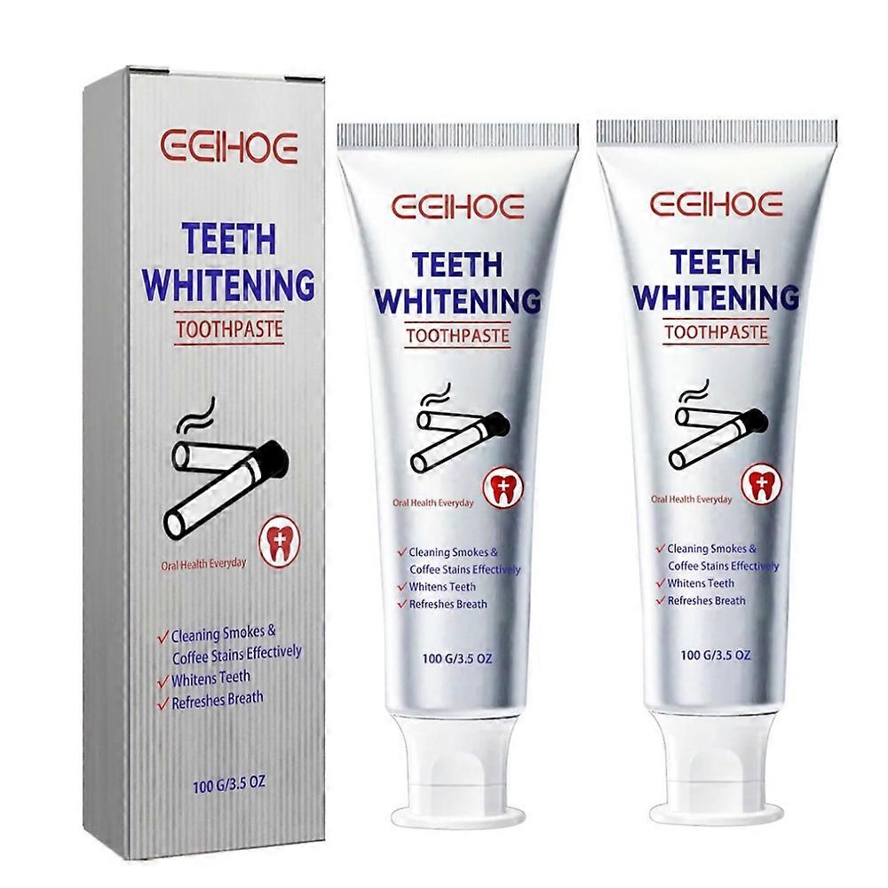 2pcs EELHOEスモークステイン除去ホワイト歯磨き粉黄色の歯ステイン除去口臭クリーニング歯汚れクリーニング美しい歯