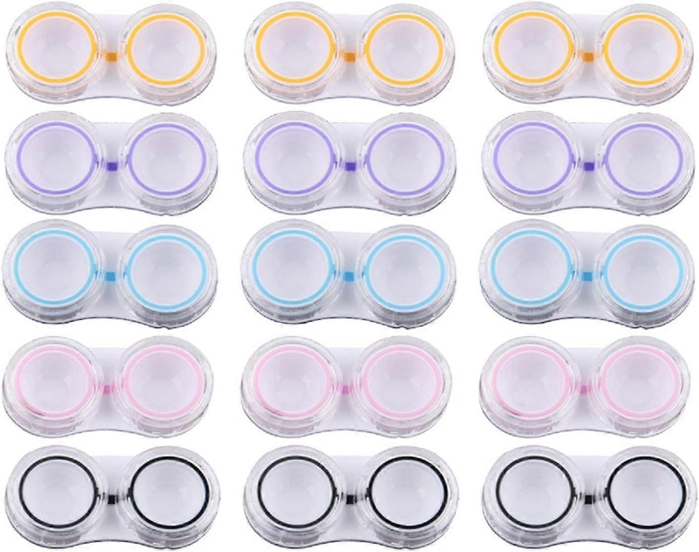 15 Pack Clear Cute Contact Lens Case Box Holder Container Storage Kit