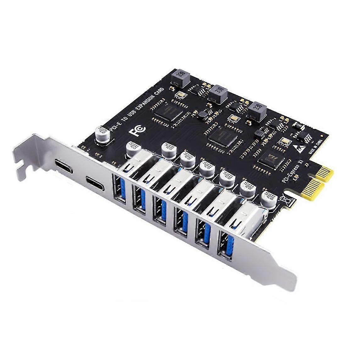 Pcie To Usb 3.2 Gen 2 Card 8-port (6x Type-a +2x Type-c) Converter Pcie Splitter Via+ Chip For Des
